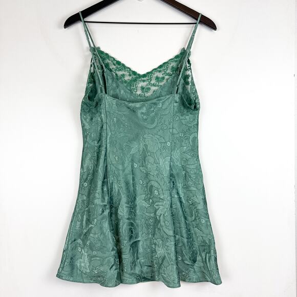 Vintage Victoria’s Secret Gold Label Polyester Mini Slip Lace Trim Green - M - Picture 3 of 7